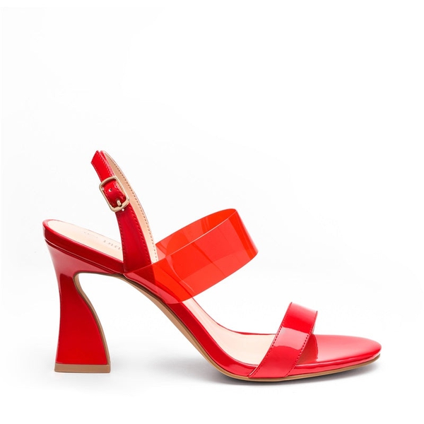 Double Clear Strap Sandals - RED CLEAR - 2